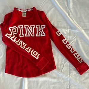 Red waffle long sleeve shirt